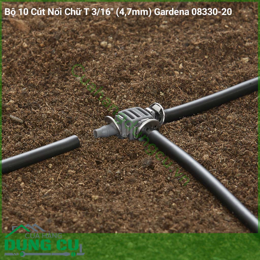 Bộ 10 cút nối ống chữ T 3/16 inch (4,6mm) Gardena 08330-20
