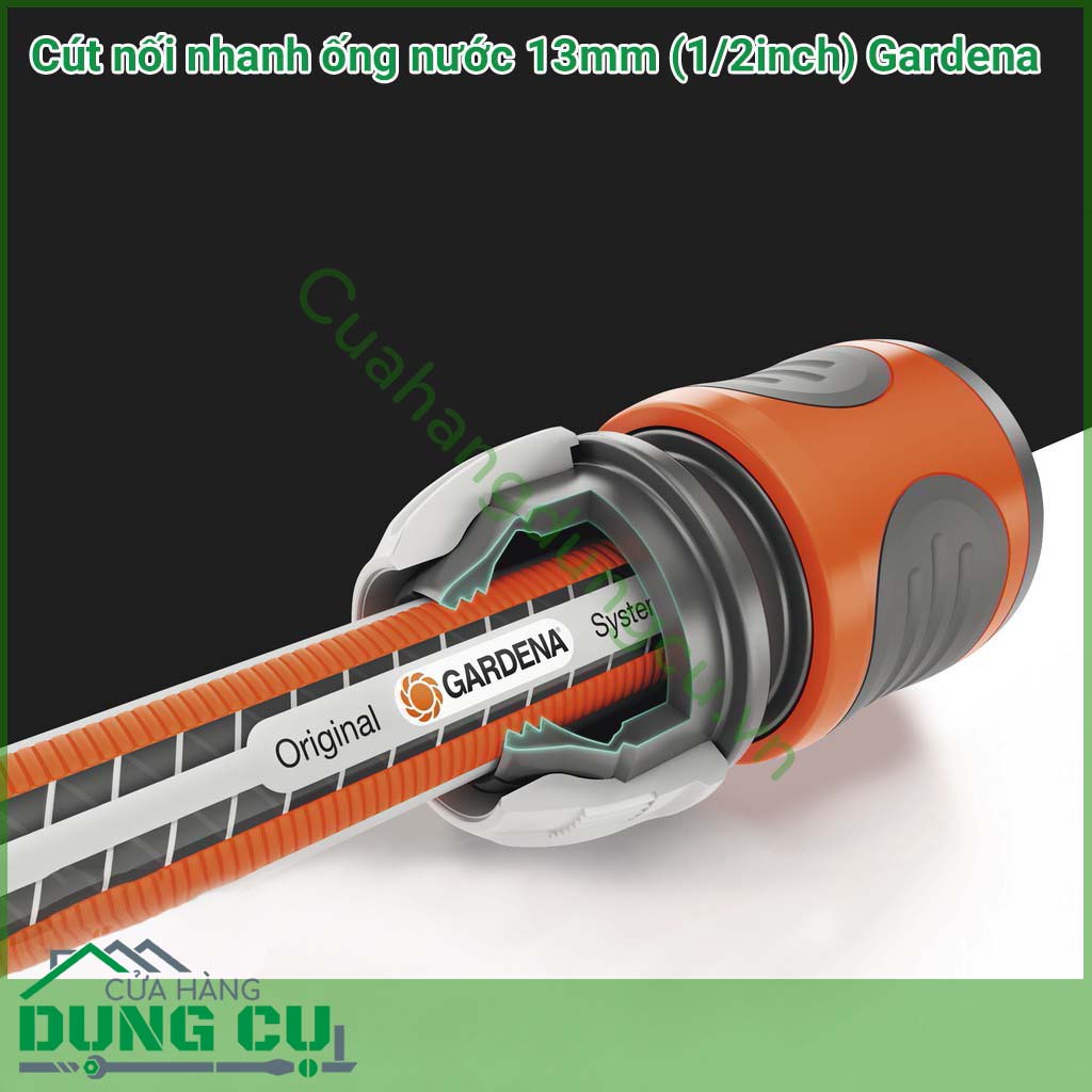 Cút nối nhanh ống nước 13mm 1/2inch Gardena 18215-50