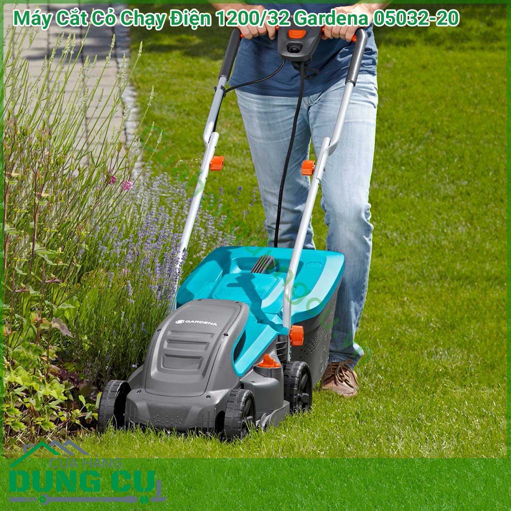 Máy cắt cỏ chạy điện 1200/32 Gardena 05032-20 rất phù hợp để chăm sóc cho các khu vực có bãi cỏ nhỏ . Với lưỡi cắt cỏ đặc biệt chắc chắn mang lại kết quả cắt tối ưu