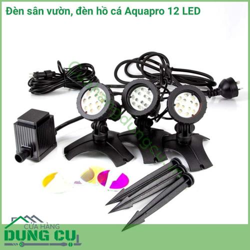 Đèn sân vườn, đèn hồ cá Aquapro Có thể thả chìm hoàn toàn trong nước với thiết kế chống nước ip68. Sử dụng điện áp 12V an toàn cho trẻ nhỏ.