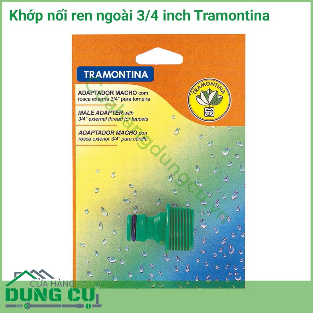 Cút Nối Ren Ngoài 3/4″ Tramontina chất lượng cao do Brazil sản xuất.Mang thương hiệu cao cấp Tramontina. Thiết kế thông minh giúp kết nối, tháo lắp dễ dàng và nhanh chóng. Chất liệu nhựa cao cấp độ bền cao- chống chịu tốt